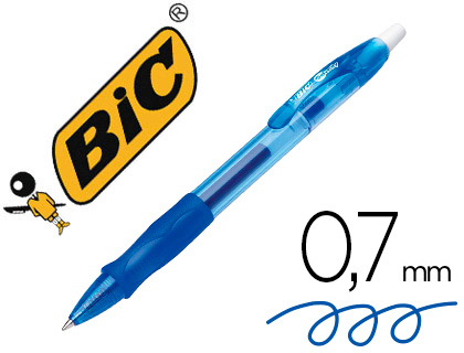 STYLO-BILLE BIC GELOCITY ORIGINAL POINTE MOYENNE 0,7MM ENCRE GEL RETRACTABLE         RECHARGEABLE COLORIS BLEU