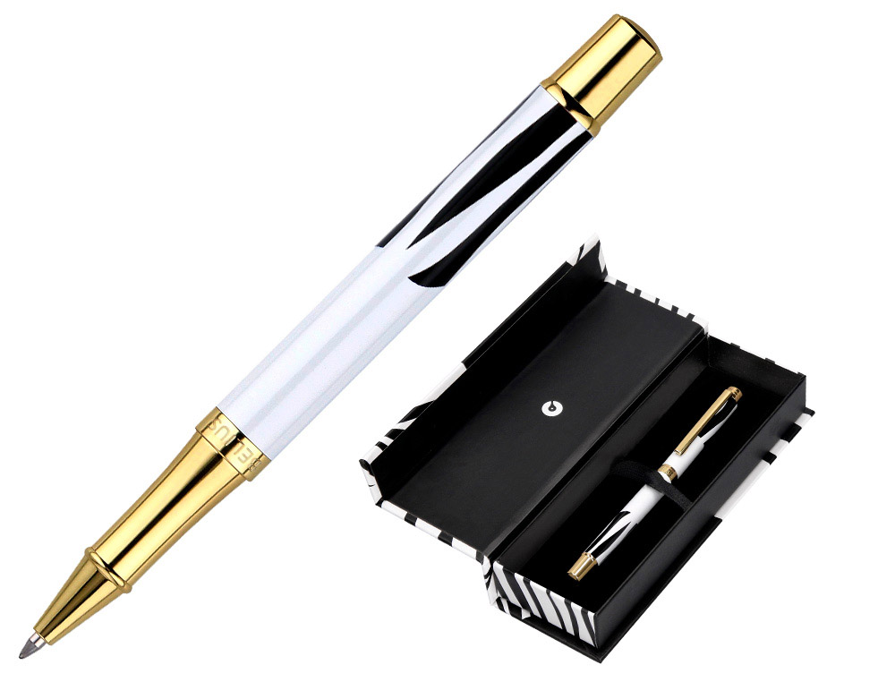 ROLLER BELIUS B&W ALUMINIUM ATTRIBUTS OR ENCRE NOIRE      COLORIS NOIR ZEBRURES         BLANCHES DANS COFFRET CADEAU