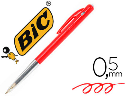 STYLO-BILLE BIC M10 CRITURE MOYENNE 0.5MM ENCRE CLASSIQUE RTRACTABLE BOUTON POUSSOIR LATRAL COLORIS ROUGE