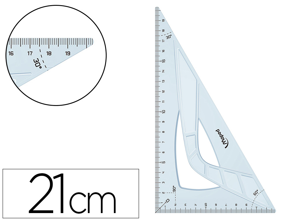 EQUERRE MAPED GEOMETRIQUE EN PLASTIQUE RECICLE 60          HYPOTENUSE 21CM