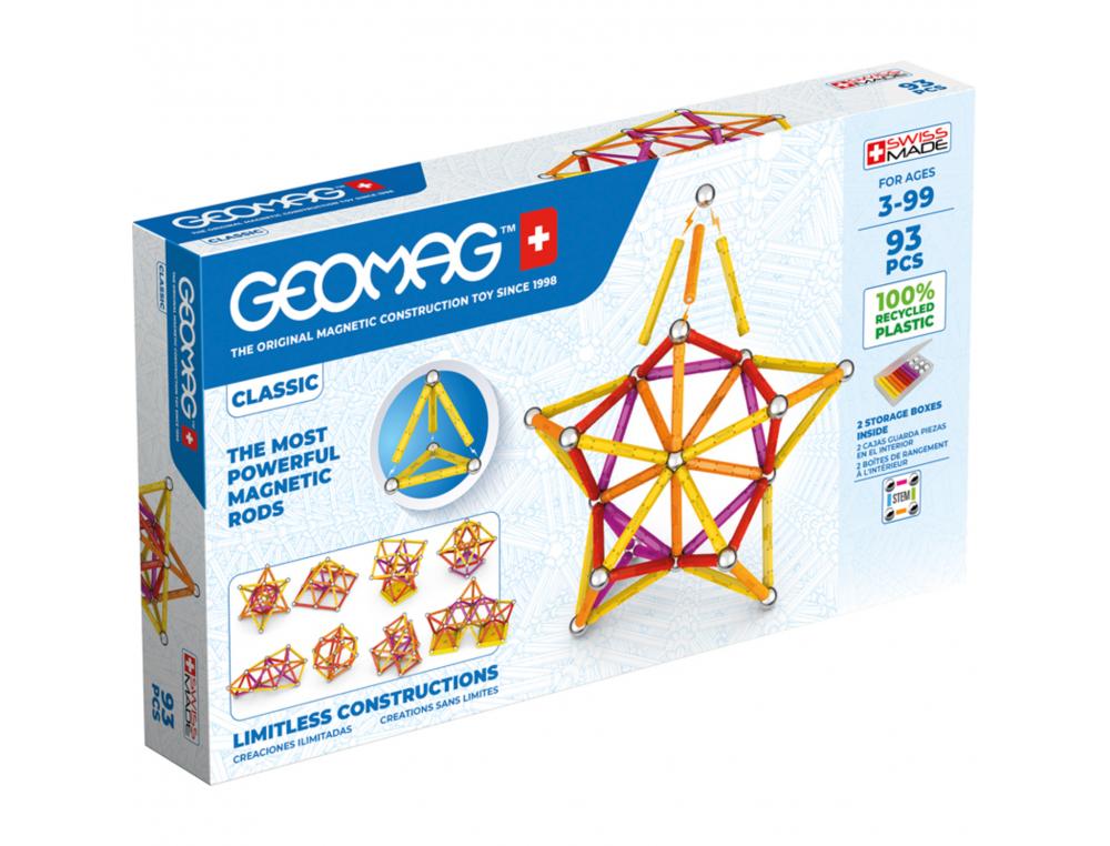 GEOMAG CLASSIC GEOMAG JEU DE CONSTRUCTION MAGNETIQUE 3D 44 BARETTES 44 BILLES 2 PLAQUES  CARREES 3 PENTAGONALES
