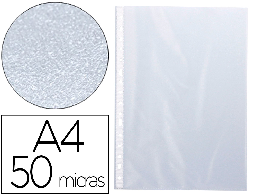 POCHETTE Q-CONNECT POLYPROPYLNE GRAIN 5/100E ECO PERFORE ANTISTATIQUE A4 210X297MM SACHET 100 UNITS