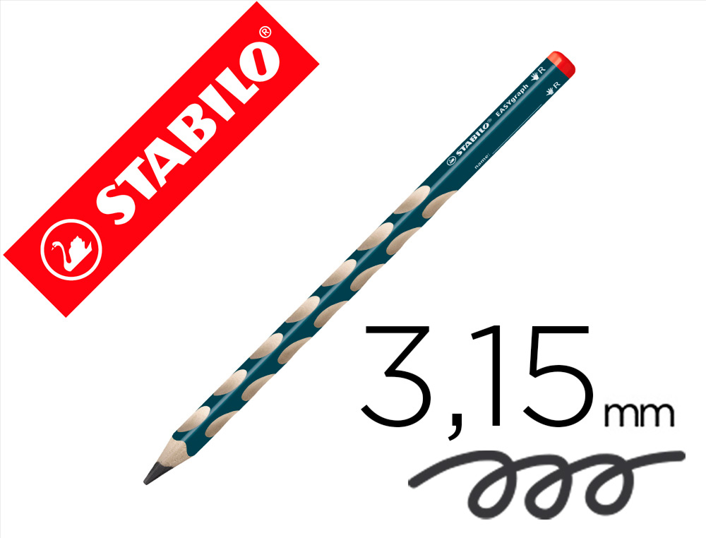 CRAYON GRAPHITE STABILO EASYGRAPH ERGONOMIQUE TRIANGULAIRE DIAMTRE 10MM LONGUEUR 175MM MINE HB 3.15MM DROITIER
