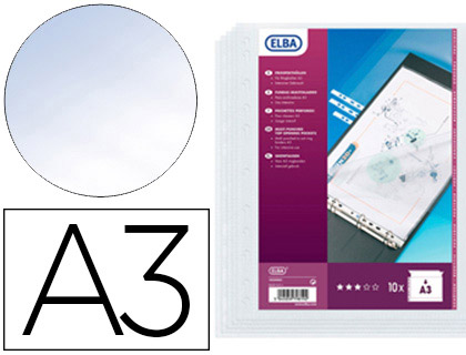 POCHETTE OXFORD POLYPROPYLNE GRAIN 10/100E PERFORE 11 TROUS A3  L'ITALIENNE 297X420MM INCOLORE SACHET 10 UNITS