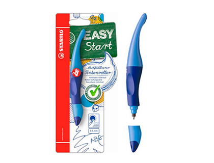 ROLLER STABILO EASYORIGINAL EFFAABLE ERGONOMIQUE RECHARGEABLE GRIP CAOUTCHOUC CRITURE 0.5MM DROITIER BLEU