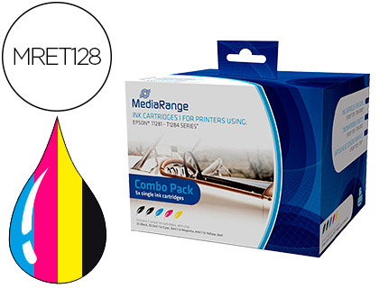 CARTOUCHE MEDIARANGE JET D'ENCRE COMPATIBLE EPSON T1281/T1284 NOIR X2/JAUNE/CYAN/MAGENTA MULTIPACK 5 UNITS
