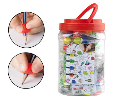 ADAPTATEUR CRAYON LIDERPAPEL PLASTIQUE IDAL APPRENTISSAGE CRITURE GAUCHER/DROITIER COULEUR BLEU ROUGE PAQUET 2 UNITS